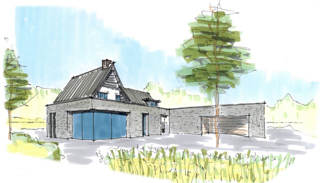 Modern Luxe Aanbouw Villa Natuursteen Glas Licht Veluwe ©Tijmen Bos Architecten