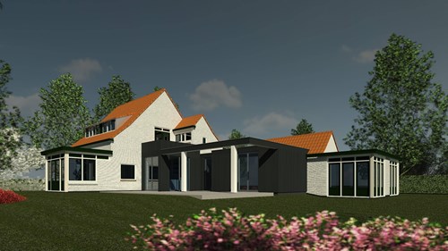 Moderne Aanbouw Bij Een Landelijke Villa Hout Zwart Baksteen Wit Tuin Tijmen Bos Architecten List Image